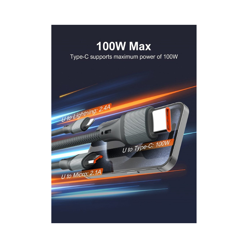 FOJI 3-in-1 100W Fast Charging Cable